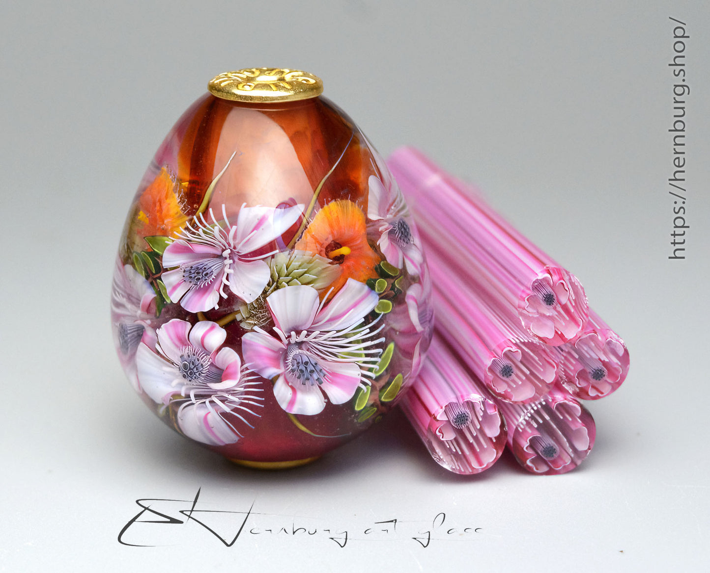 Murini flowers. Sticks 5 cm long. Materials for lampwork. Glass COE104