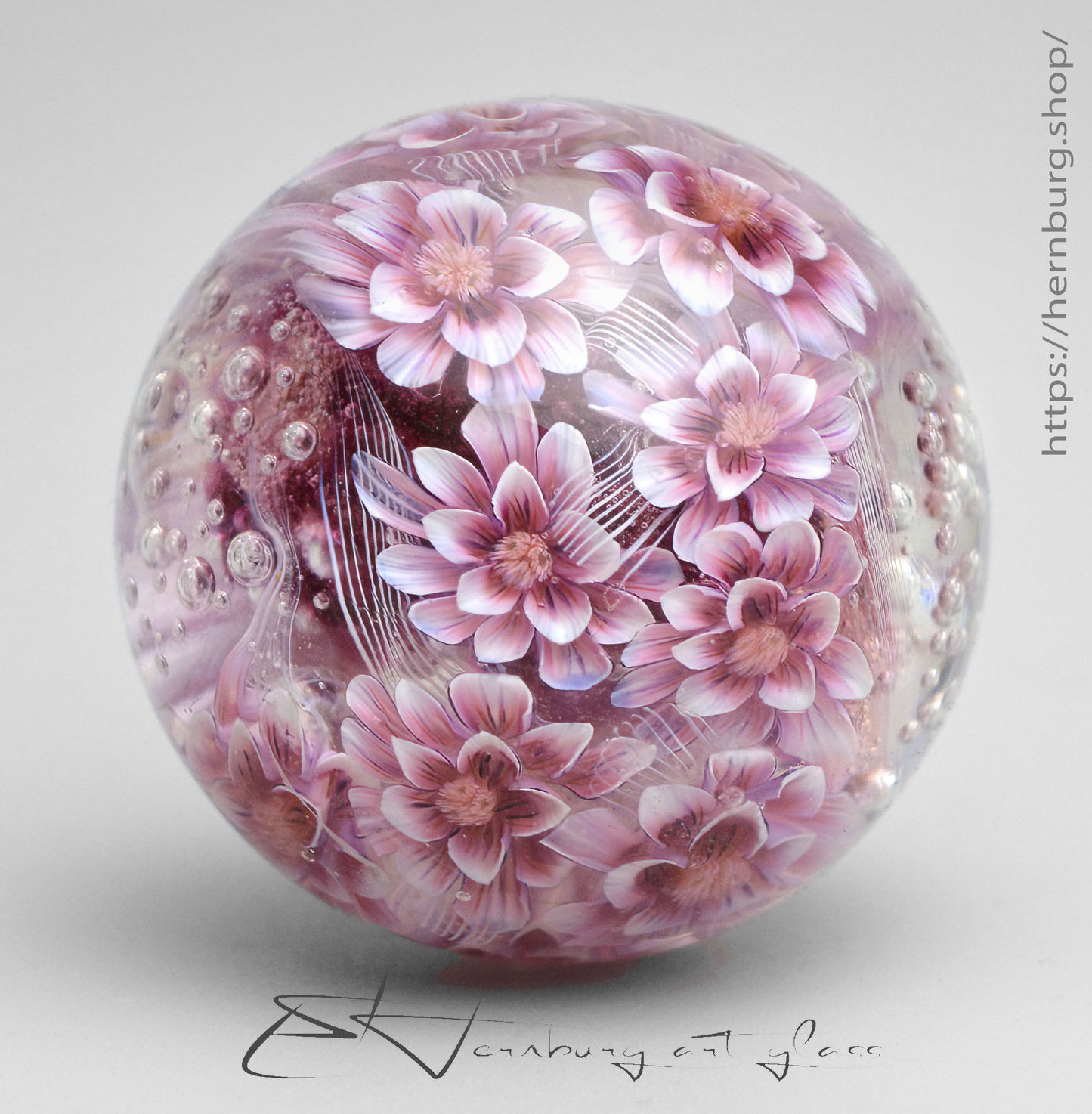 Marble. Collectible Sphere “Bloomspell II” Glass. . Diameter — 44 mm (1.73”)