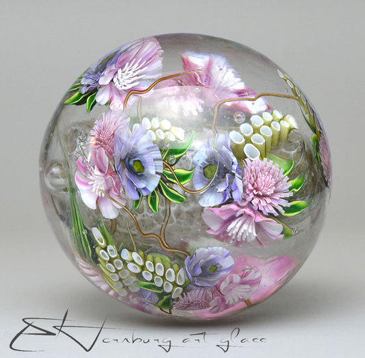 Marble.  Spring Entwined. Glass. Collectible ball. Diameter 50 mm - 1.96 inch