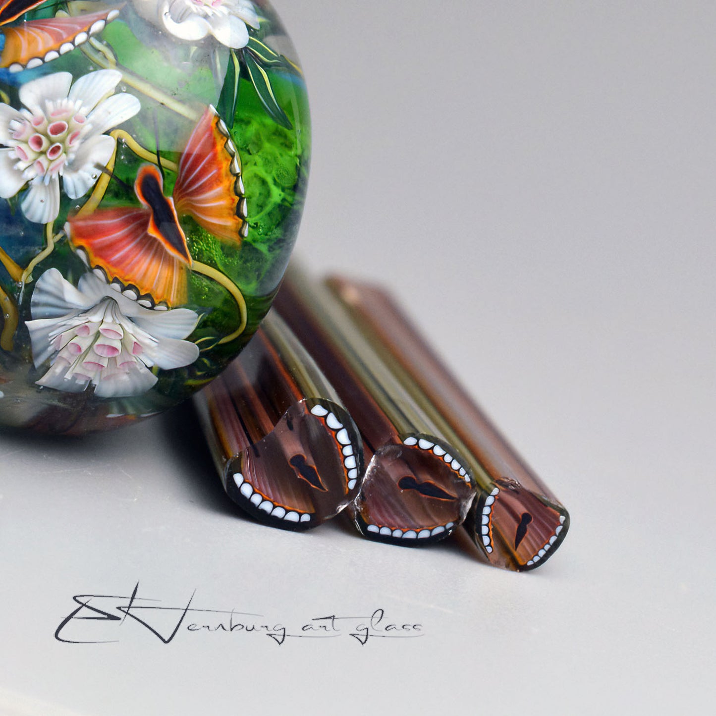 Murini. ORANGE BUTTERFLIES. Sticks 5 cm long. Materials for lampwork. Glass COE104