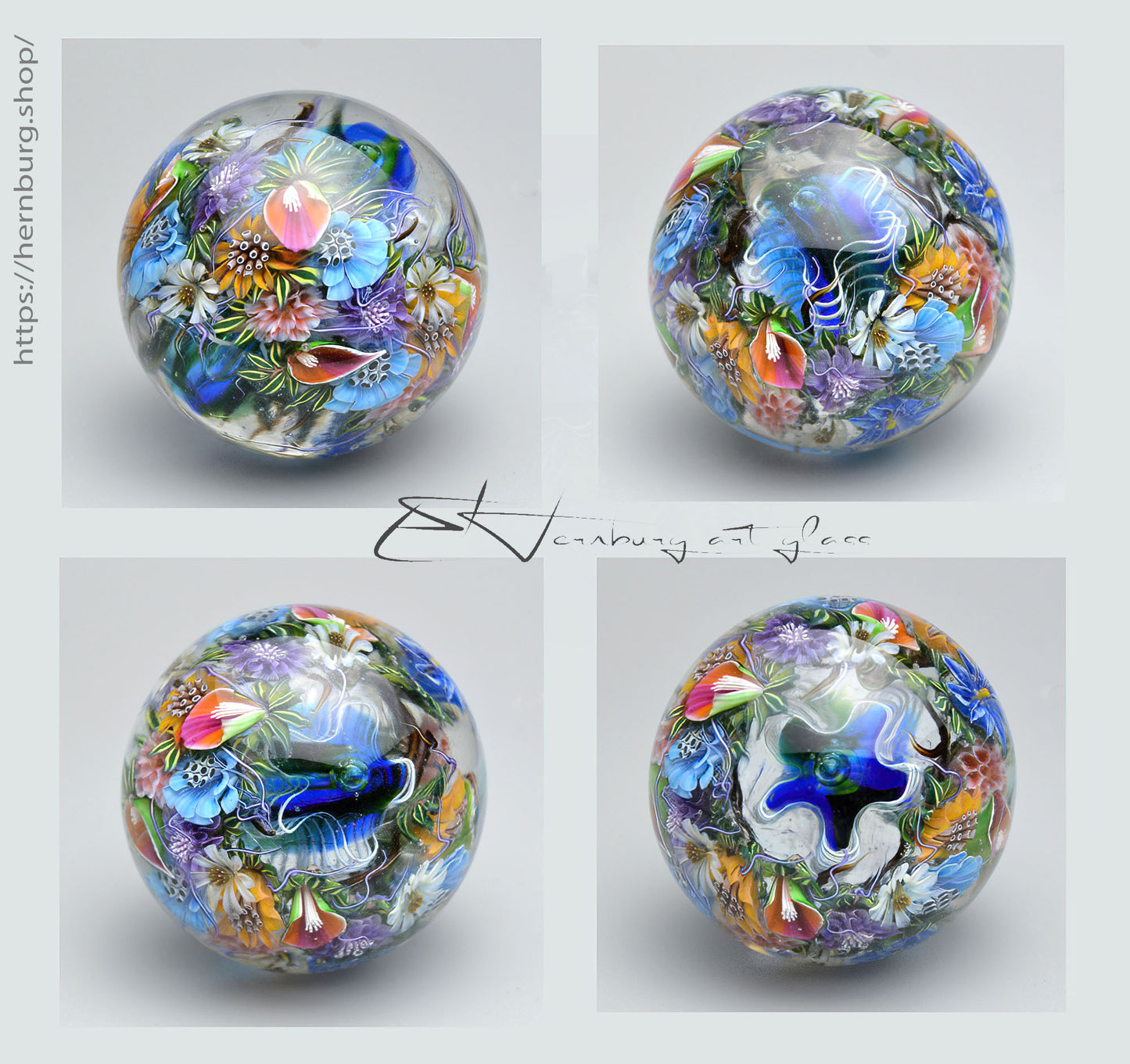 Marble Echo of the Garden. Glass. Collectible ball. Diameter 50 mm - 1.96 inch