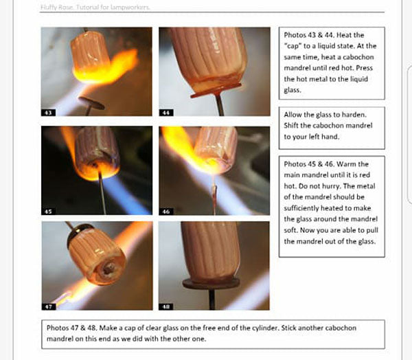 FLUFFY ROSE. Tutorial for lampworkers.