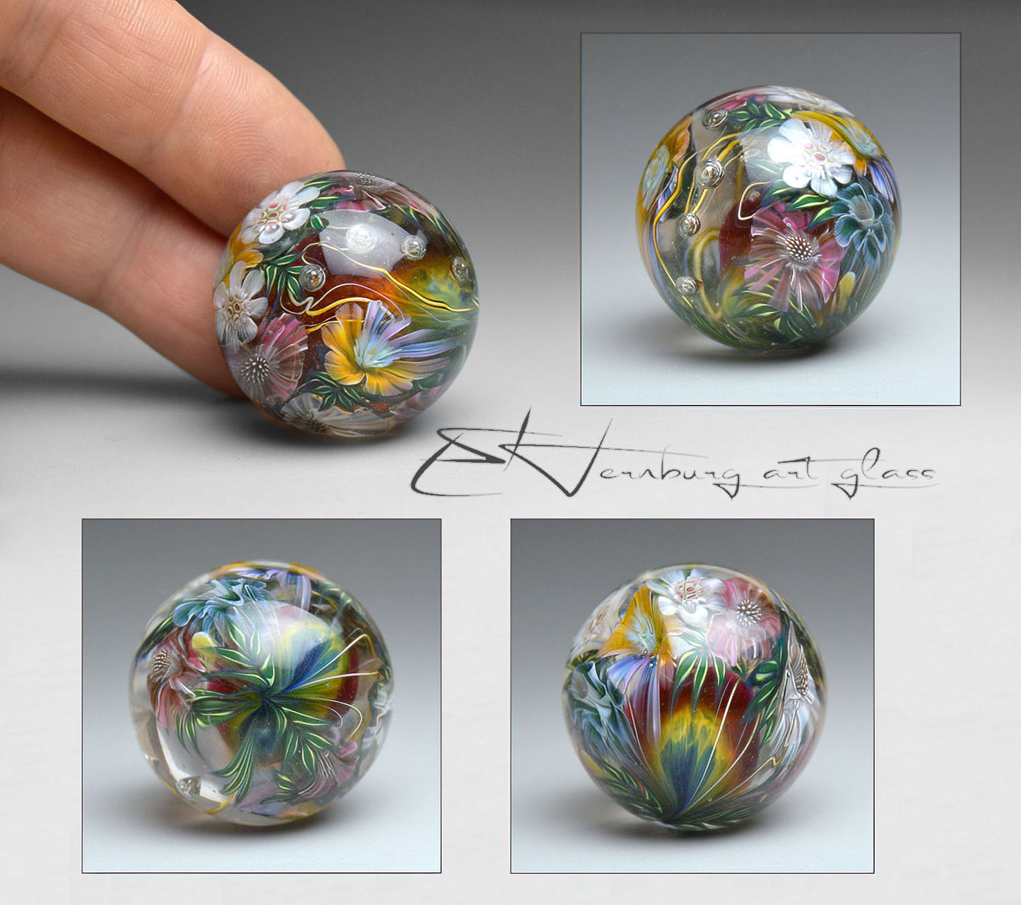 Marble. Collectible Sphere "Festival Joy". Glass. . Diameter — 30 mm (1.18”)