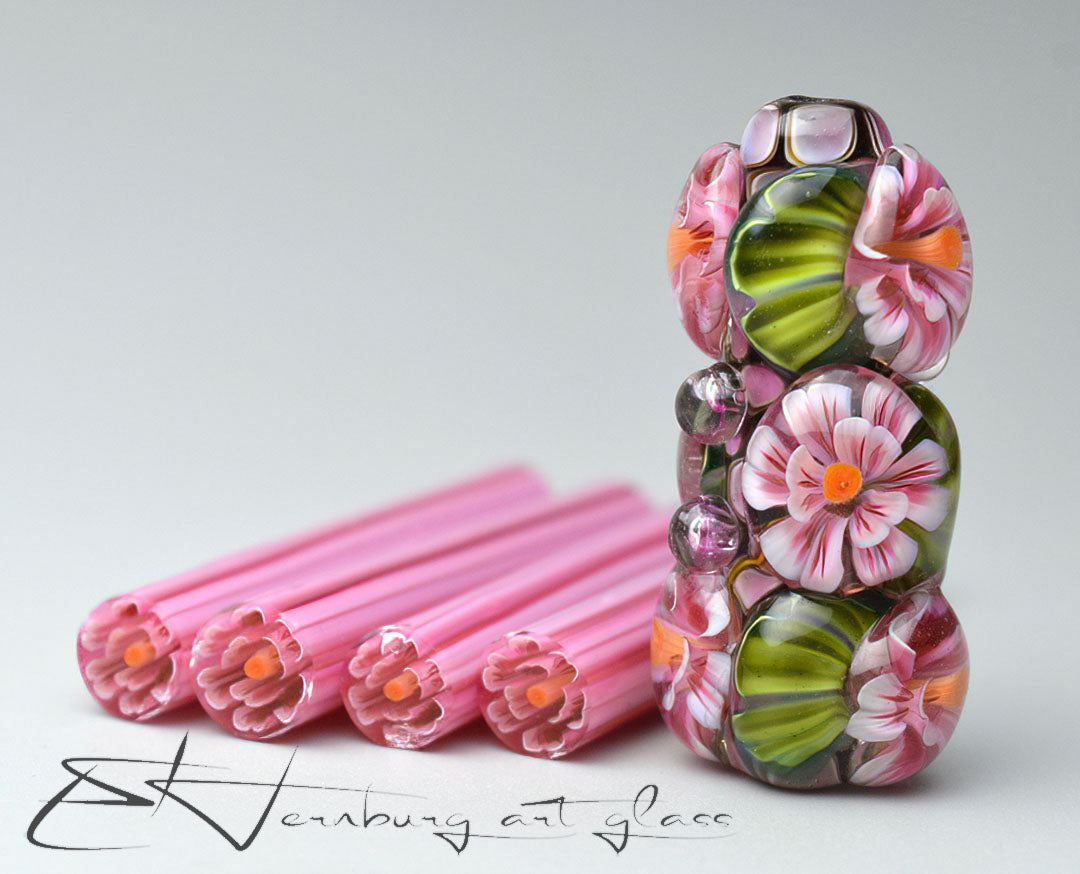 Murini flowers. Sticks 5 cm long. Materials for lampwork. Glass COE104