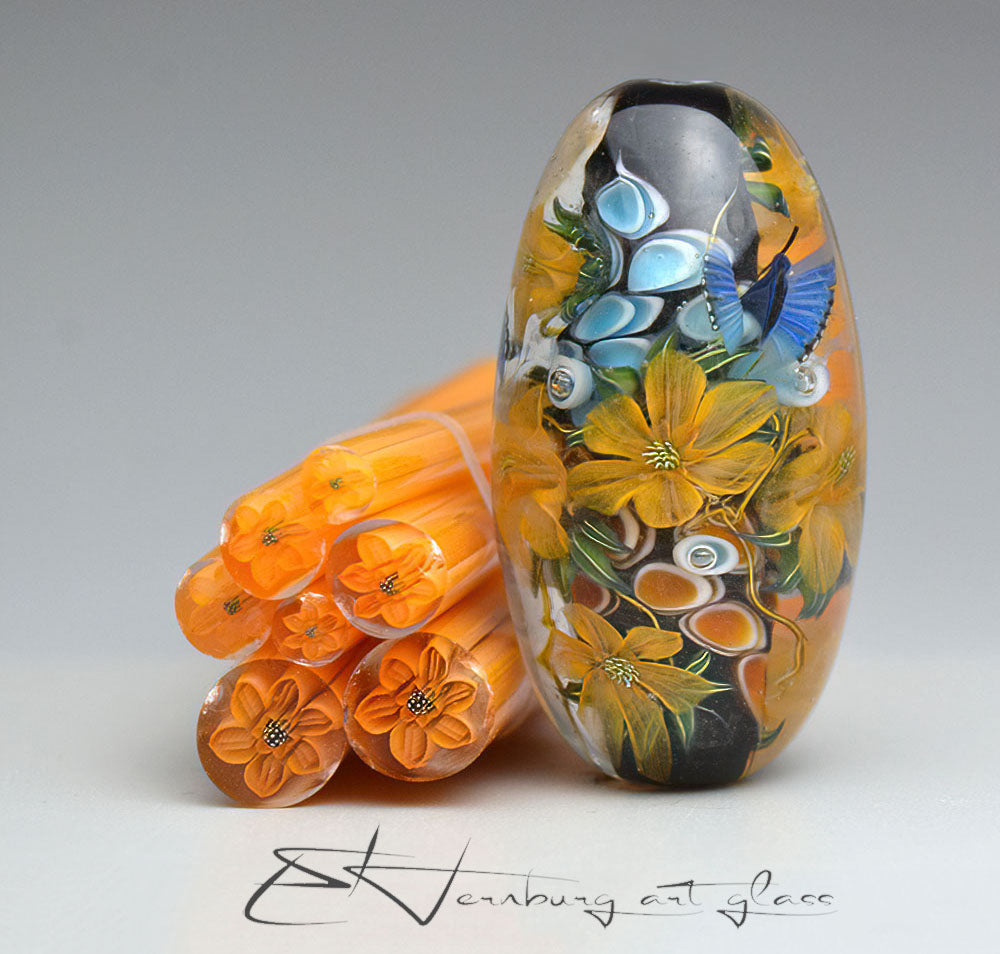 Pendant. "Yellow Moment". Lampwork glass pendant.