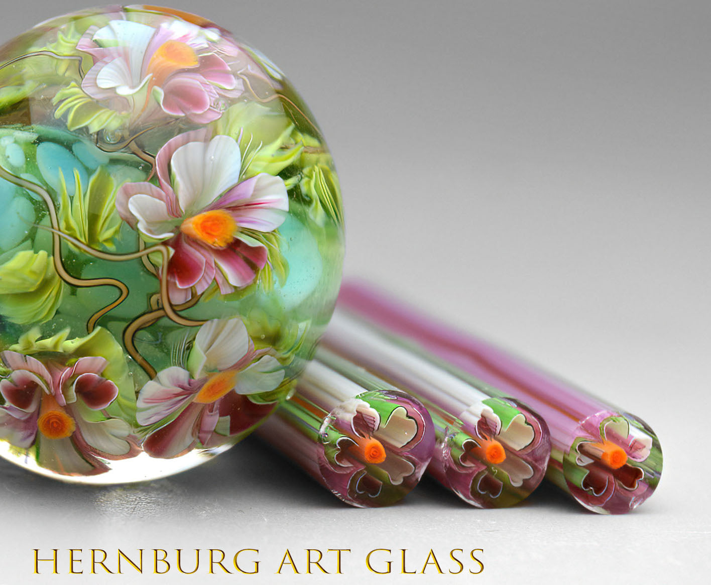 Murini flowers. FLEUR d'Or. Sticks 5 cm long. Materials for lampwork. Glass COE104