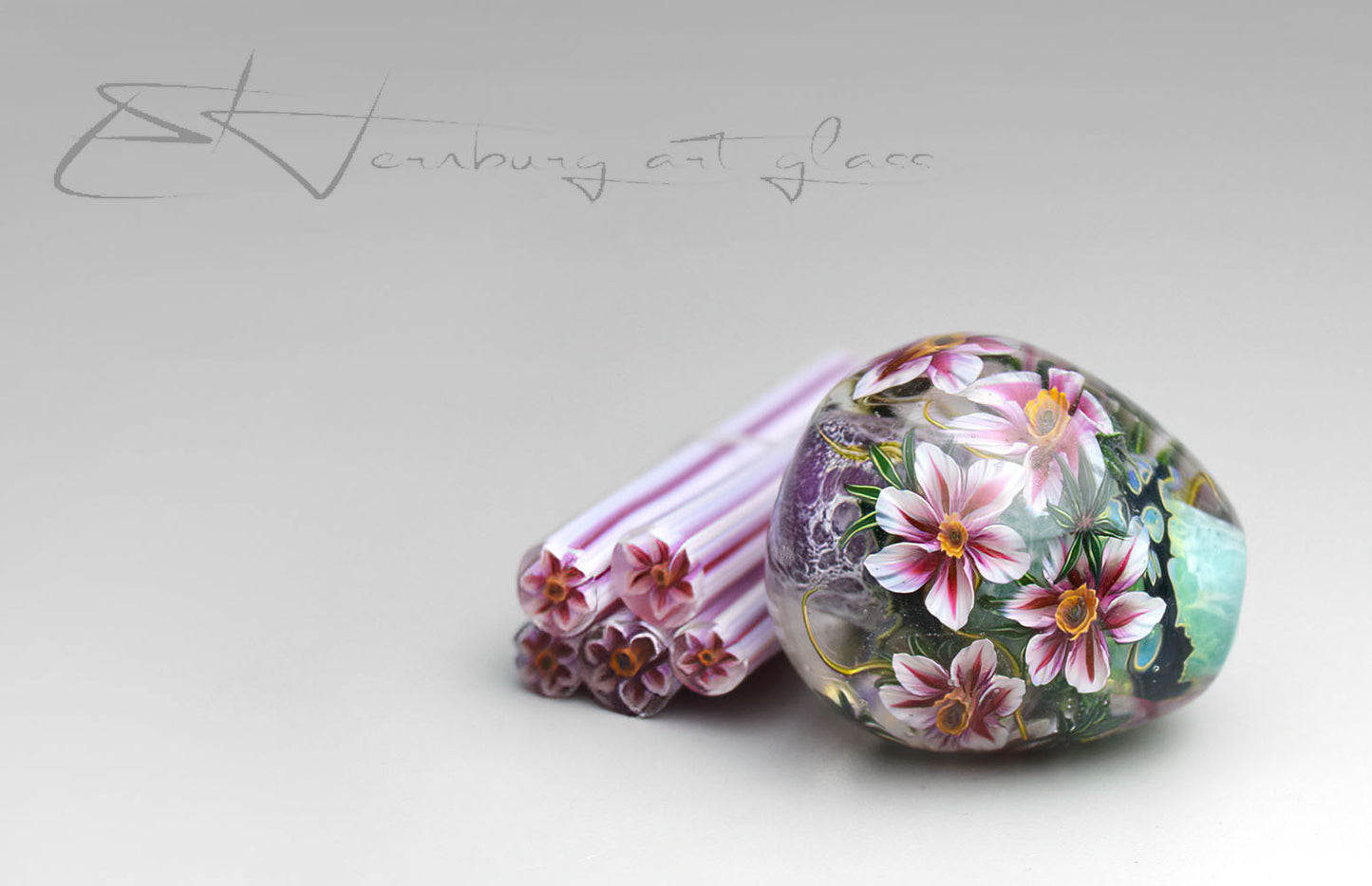 Murini flowers. Sticks 5 cm long. Materials for lampwork. Glass COE104