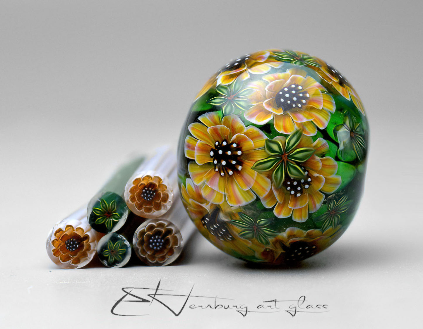 Murini leaves and flowers. SOLARIS. Sticks 5 cm long. Materials for lampwork. Glass COE104