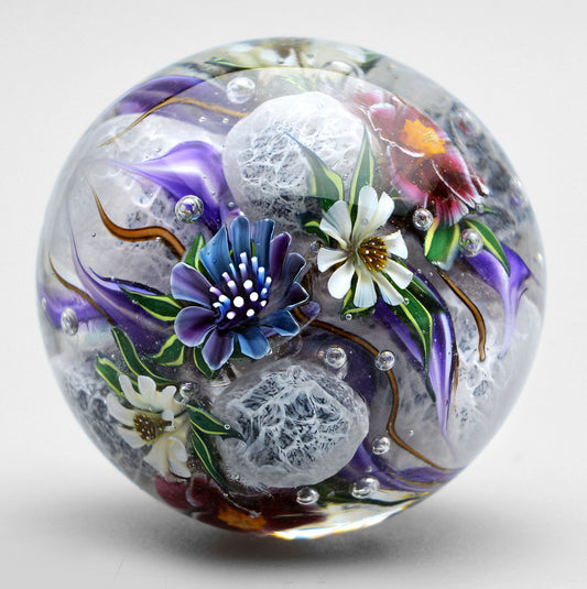 Marble "Silkworm’s Dream" Glass. Collectible ball. Diameter 44 mm - 1.73 inch