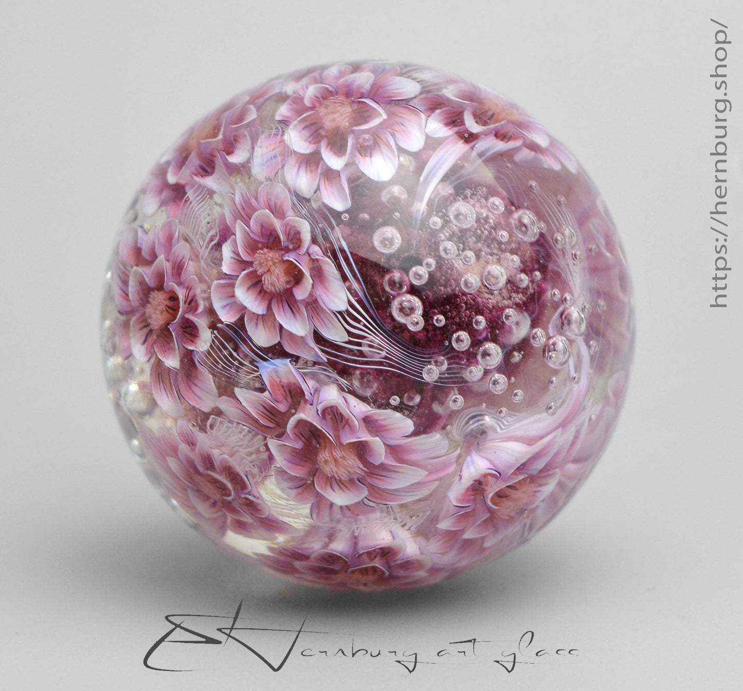 Marble. Collectible Sphere “Bloomspell II” Glass. . Diameter — 44 mm (1.73”)