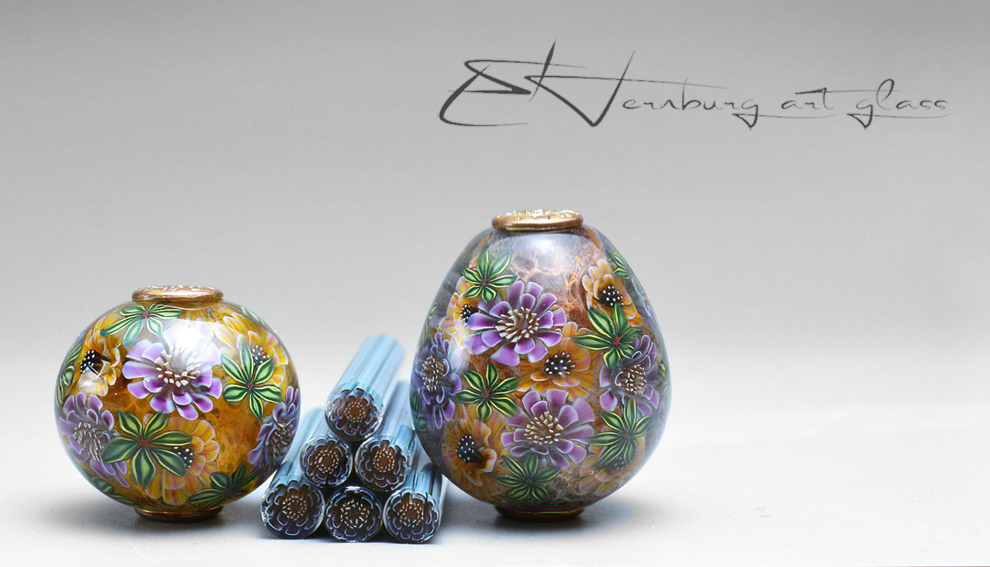 Murini flowers. Heliandra. Sticks 5 cm long. Materials for lampwork. Glass COE104