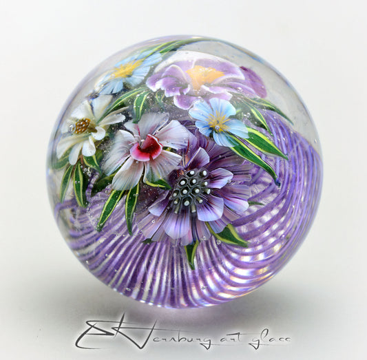 Marble "String Concert" Glass. Collectible sphere. Diameter — 40 mm (1.57”).