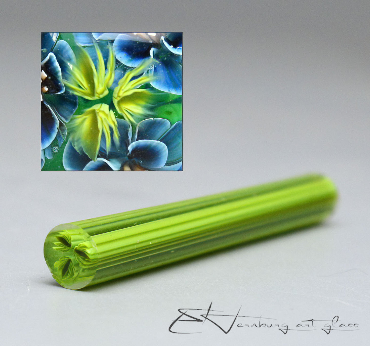 Murini leaves and flowers. AZURE. Sticks 5 cm long. Materials for lampwork. Glass COE104