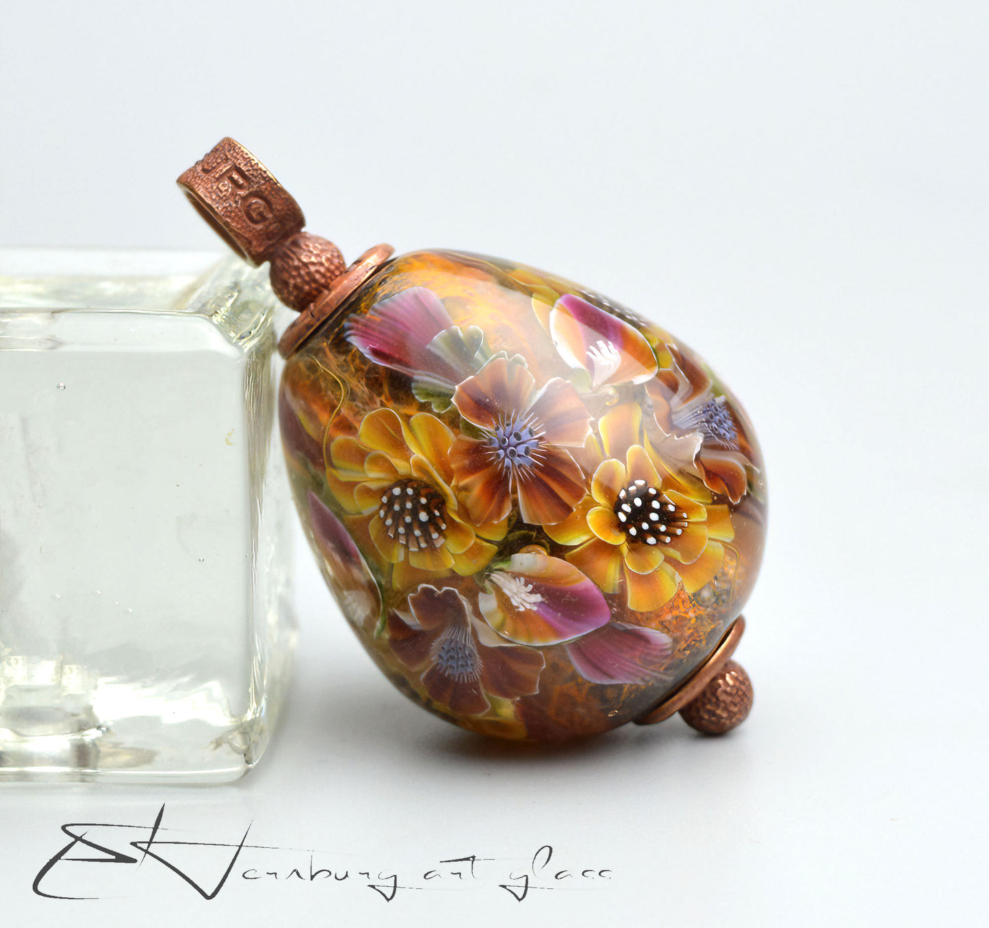 Pendant. Golden Autumn. Lampwork glass pendant.