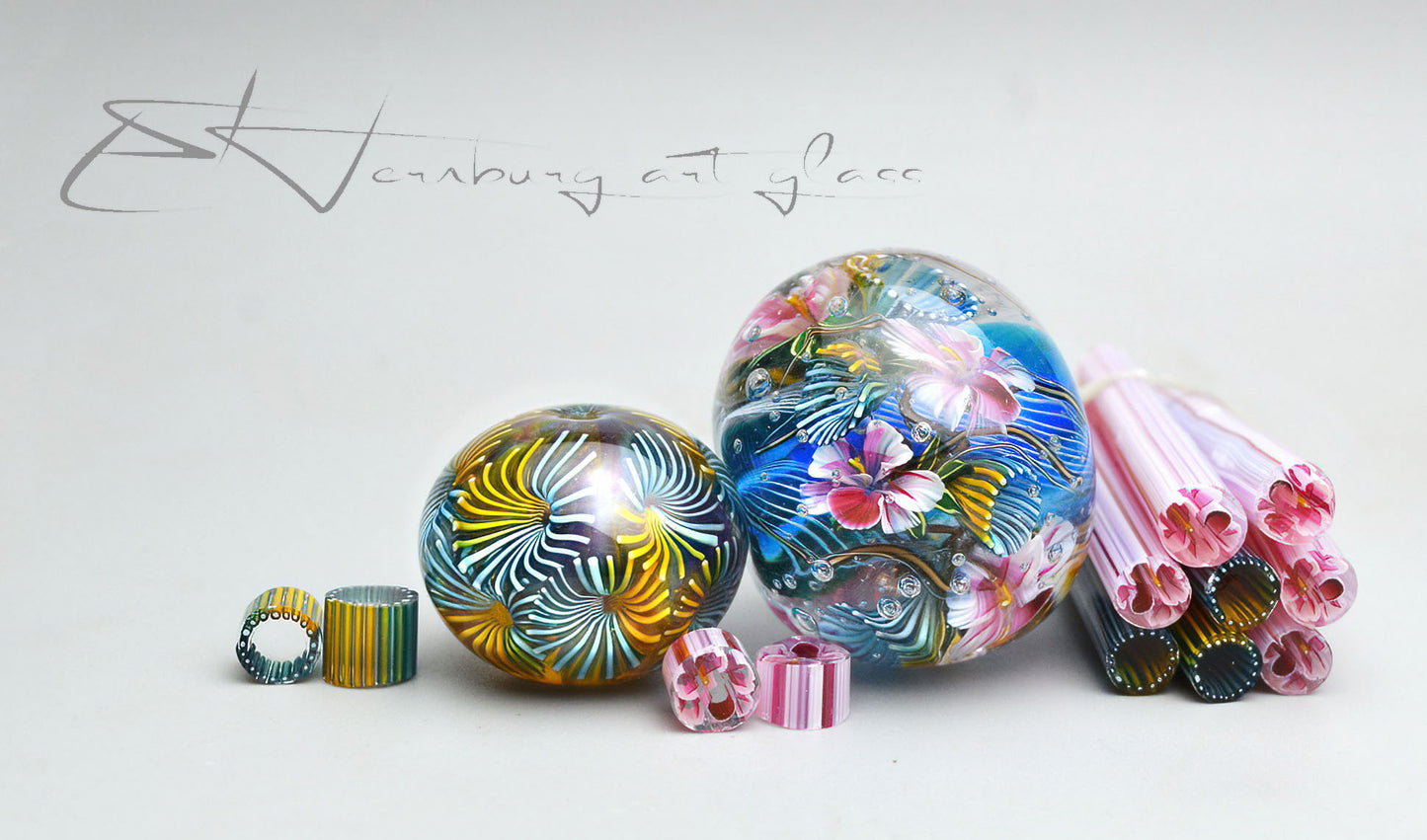 Murini flowers. Sticks 5 cm long. Materials for lampwork. Glass COE104