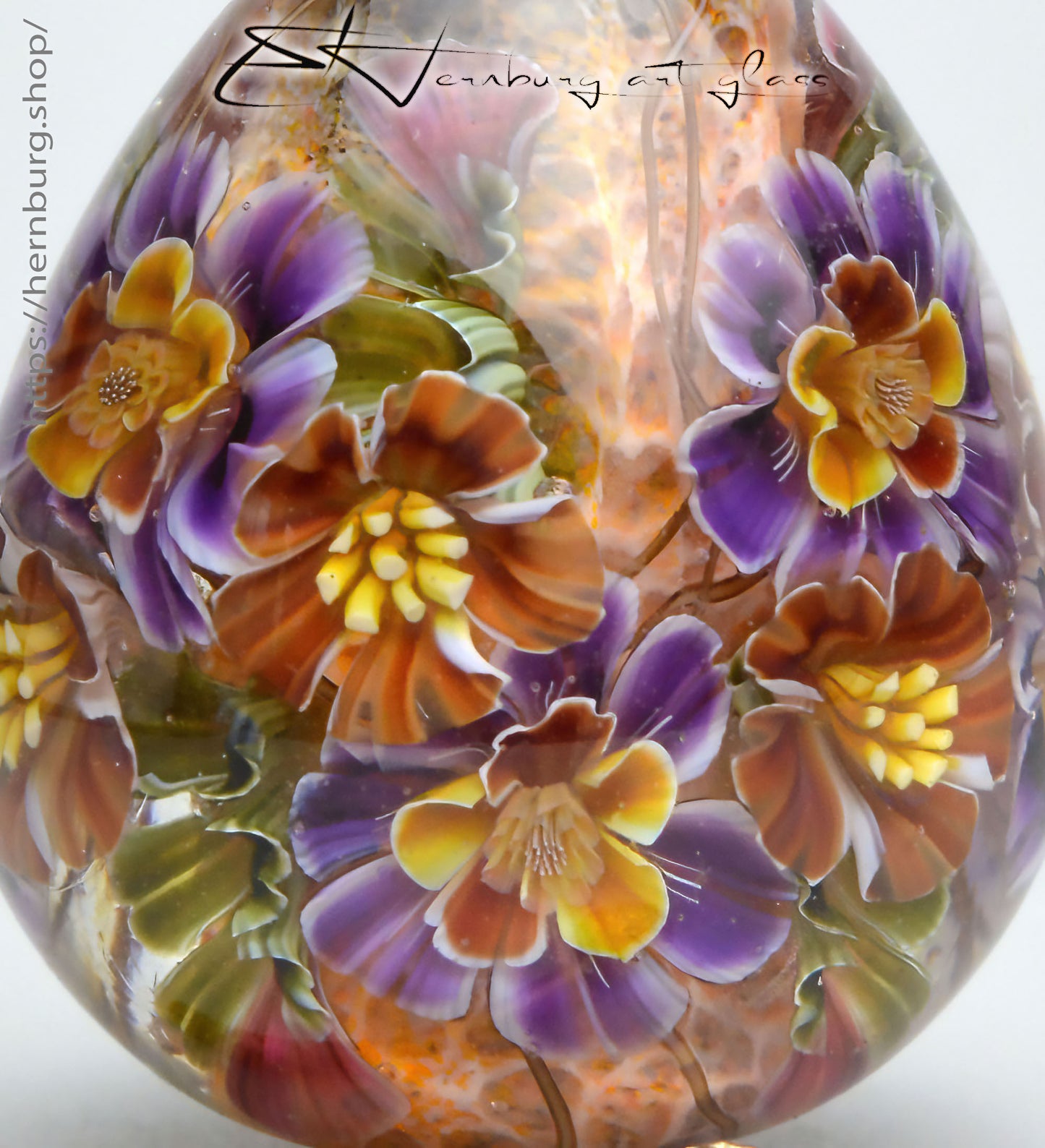 Pendant. "Amber Light". Lampwork glass pendant.