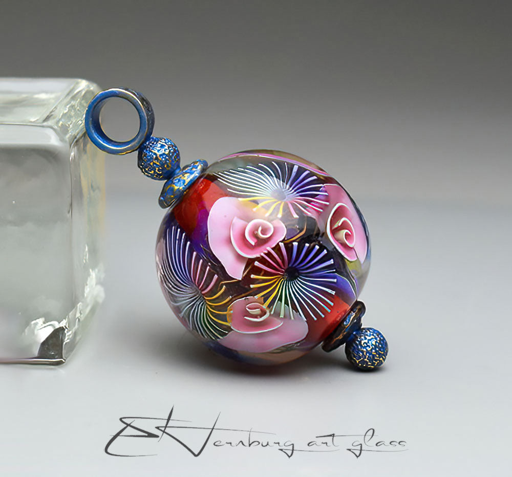 Pendant. "Temper". Lampwork glass pendant.
