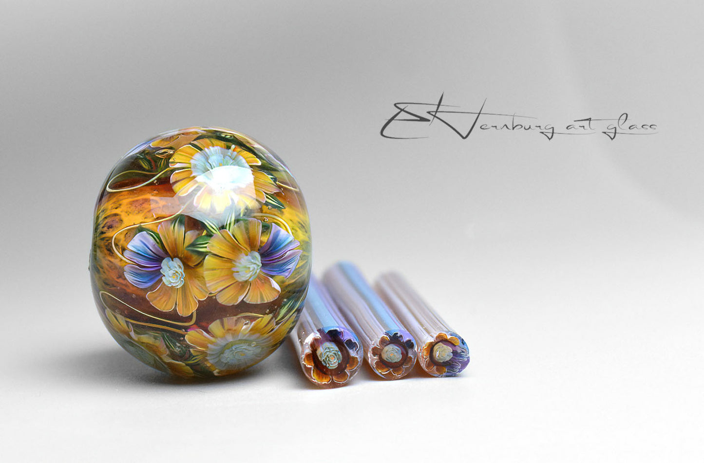 Murini flowers. ASTERIA. Sticks 5 cm long. Materials for lampwork. Glass COE104