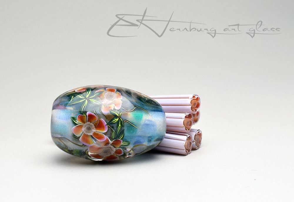 Murini flowers. Sticks 5 cm long. Materials for lampwork. Glass COE104