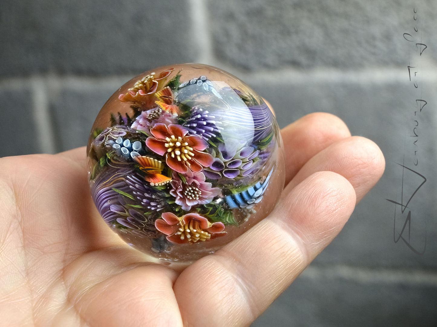 Marble. Glass. Collectible ball. Diameter 49 mm - 1.93 inch
