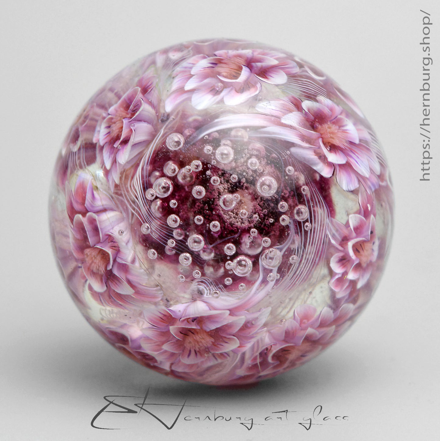 Marble. Collectible Sphere “Bloomspell II” Glass. . Diameter — 44 mm (1.73”)