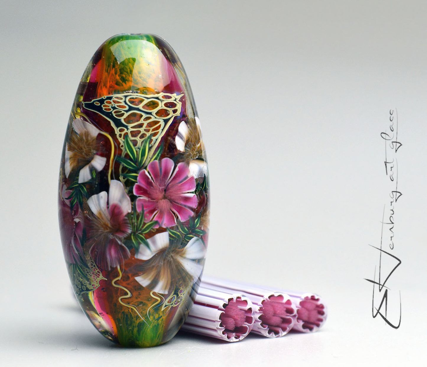 Murini flowers. ROSEVILA. Sticks 5 cm long. Materials for lampwork. Glass COE104