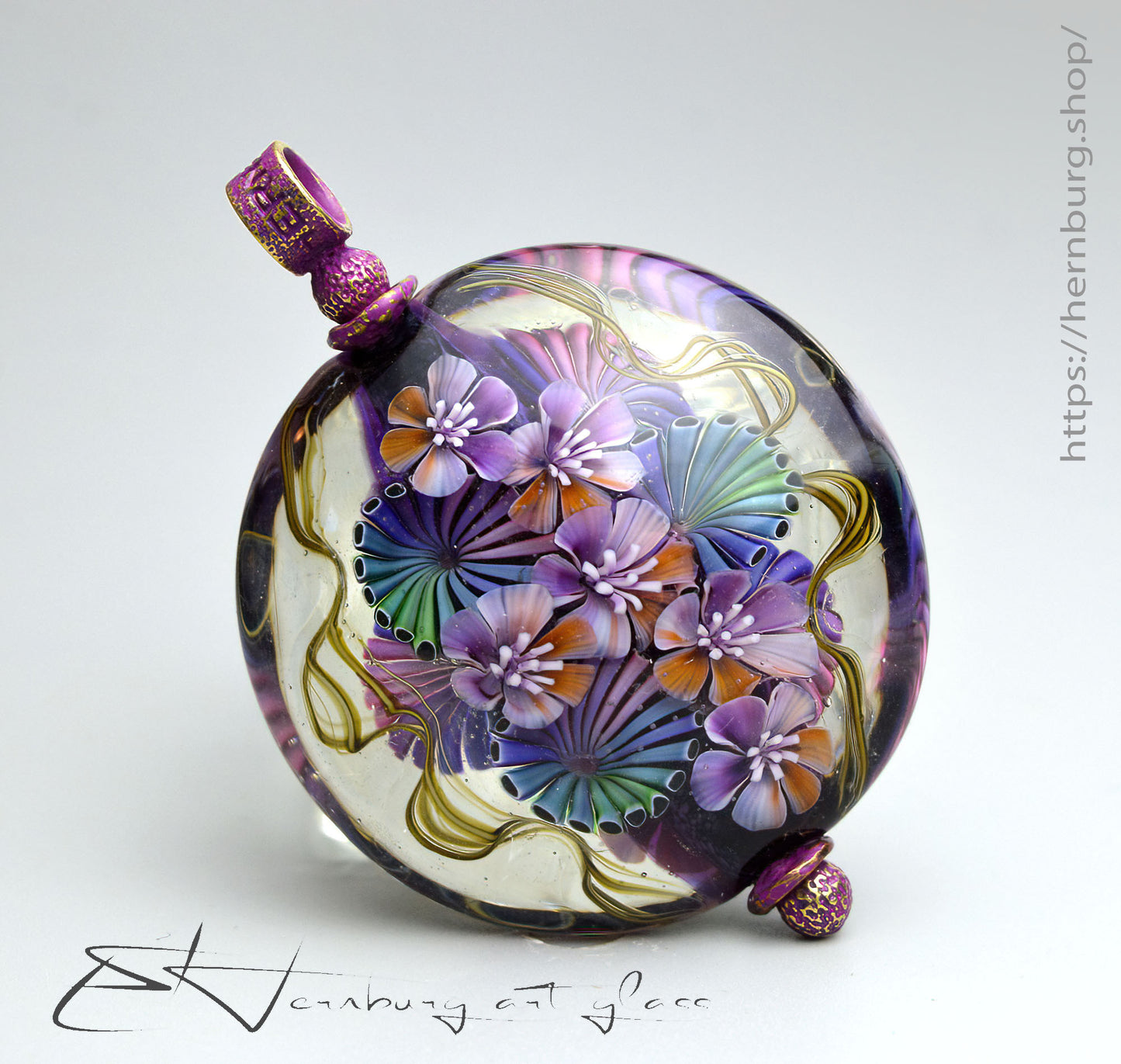 Pendant. Silken Tails. Lampwork glass pendant.