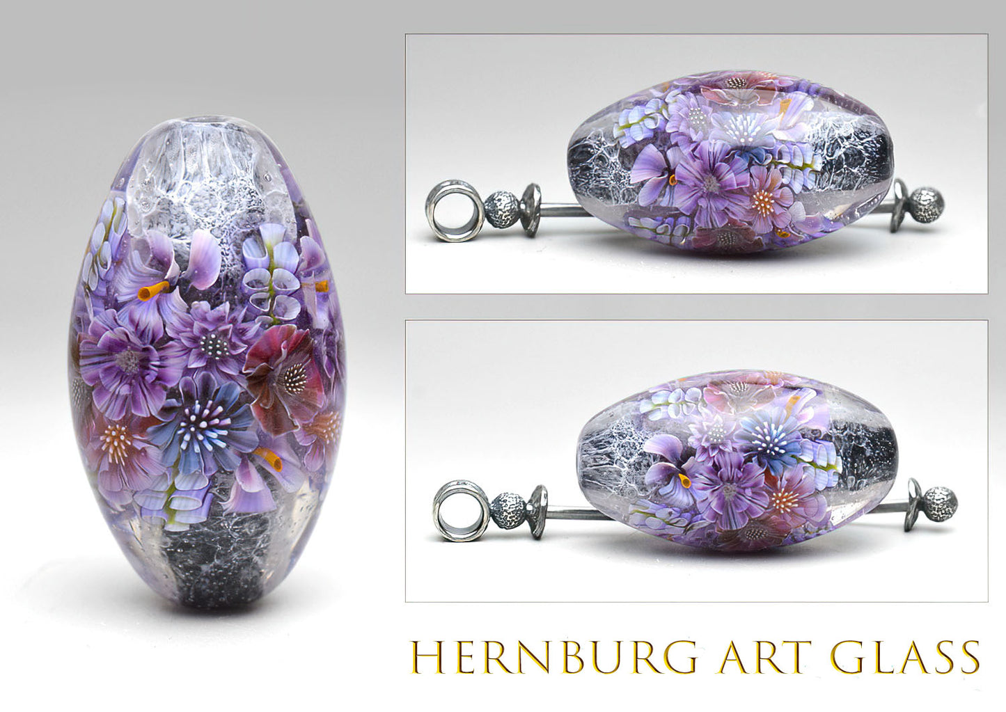 Pendant. Lampwork glass pendant. “Living Lace: Plum”