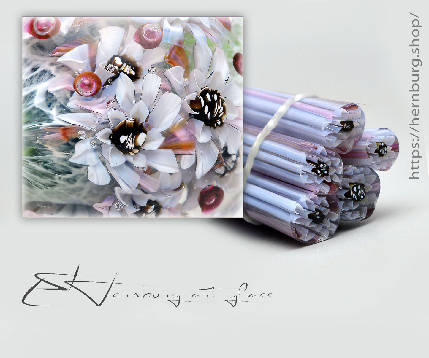 Murini flowers. Sticks 5 cm long. Materials for lampwork. Glass COE104