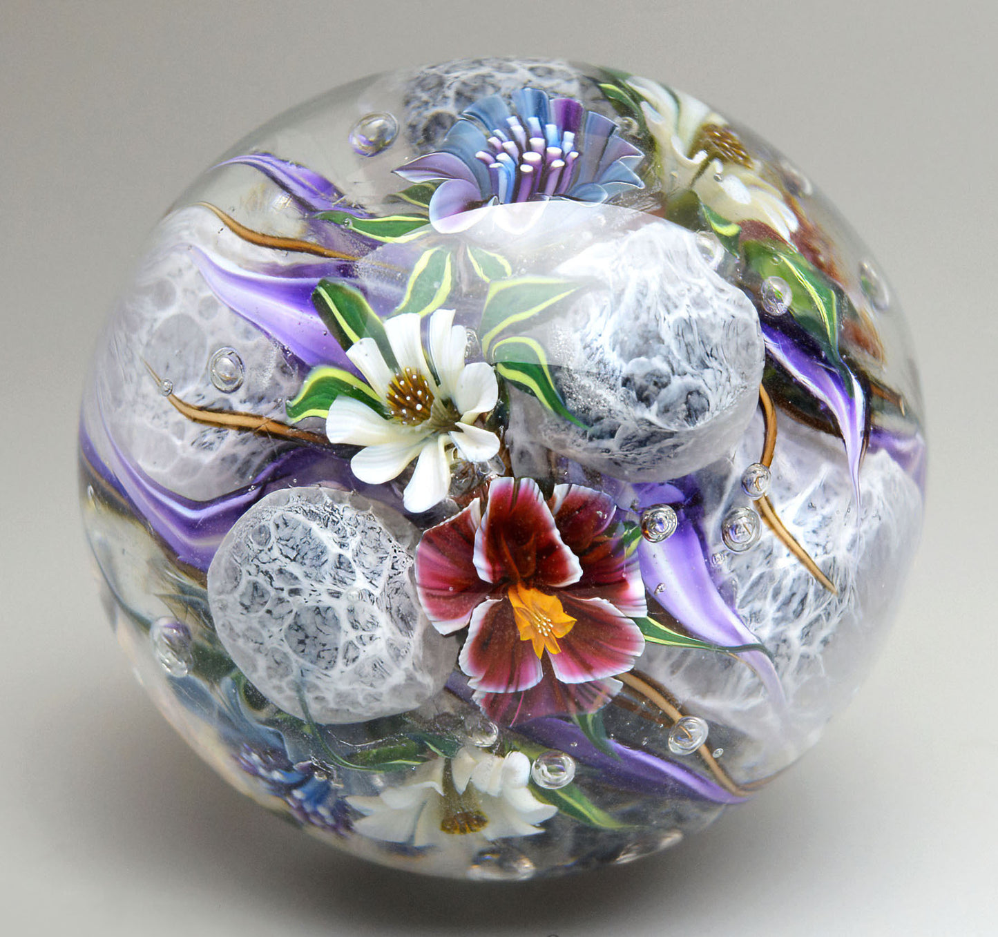 Marble "Silkworm’s Dream" Glass. Collectible ball. Diameter 44 mm - 1.73 inch