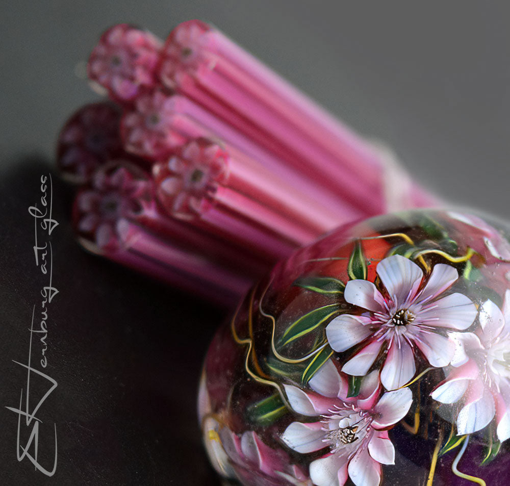 Murini flowers. Sticks 5 cm long. Materials for lampwork. Glass COE104