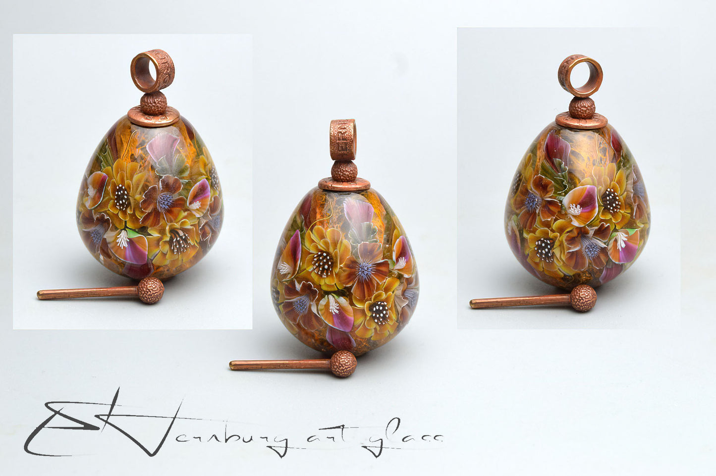 Pendant. Golden Autumn. Lampwork glass pendant.