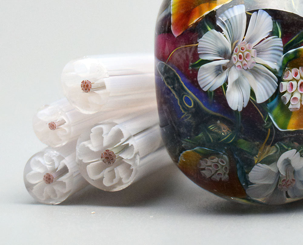 Murini flowers. Sticks 5 cm long. Materials for lampwork. Glass COE104