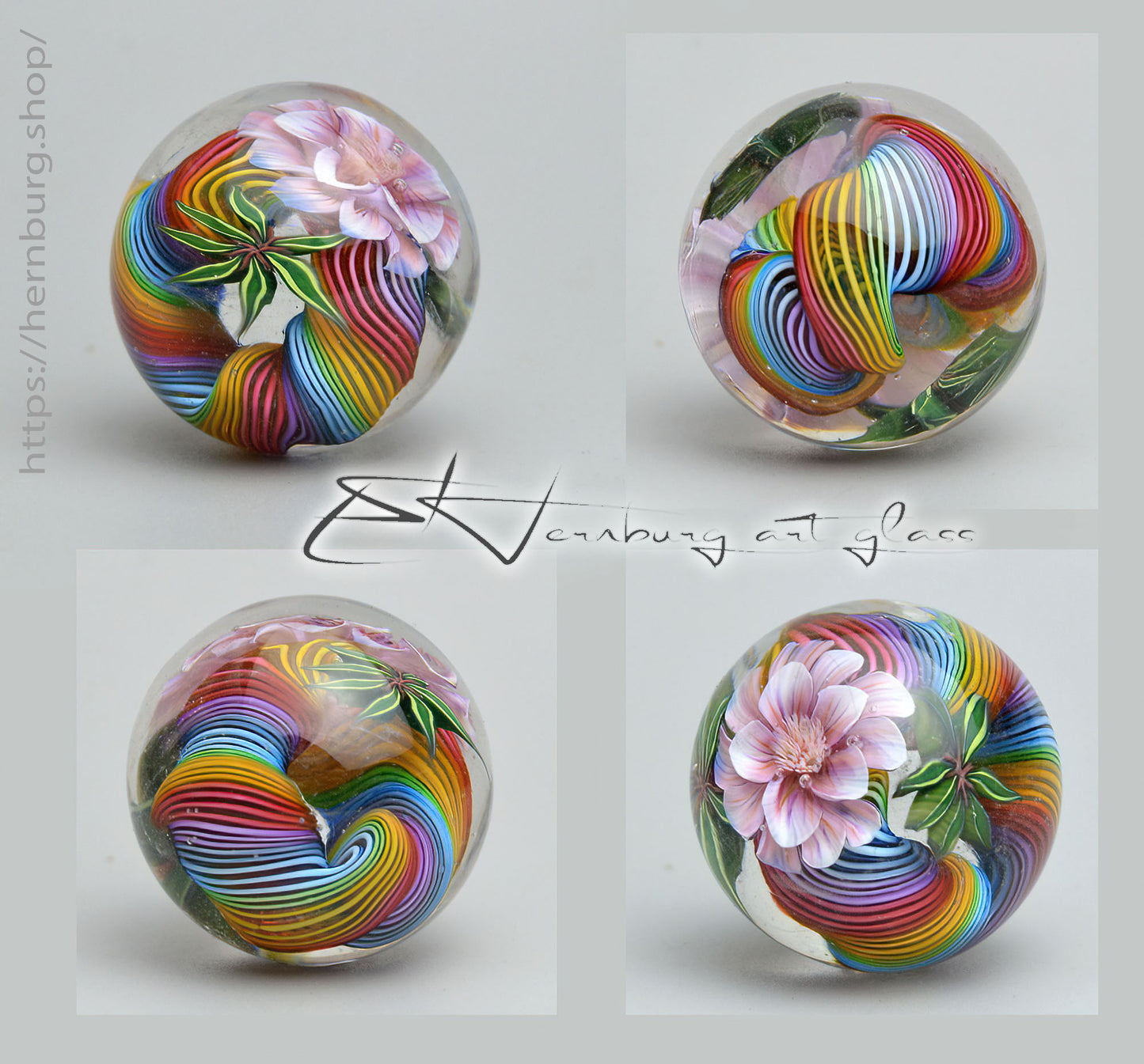 Marble "Springwave" Glass. Collectible sphere. Diameter — 30 mm (1.18”).