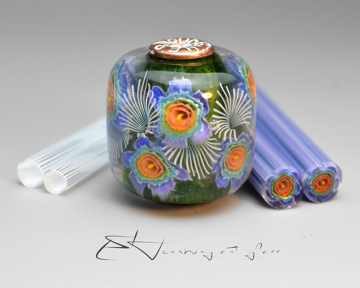 Murini. “Rainbow Core” & “White Feather” Sticks 5 cm long. Materials for lampwork. Glass COE104