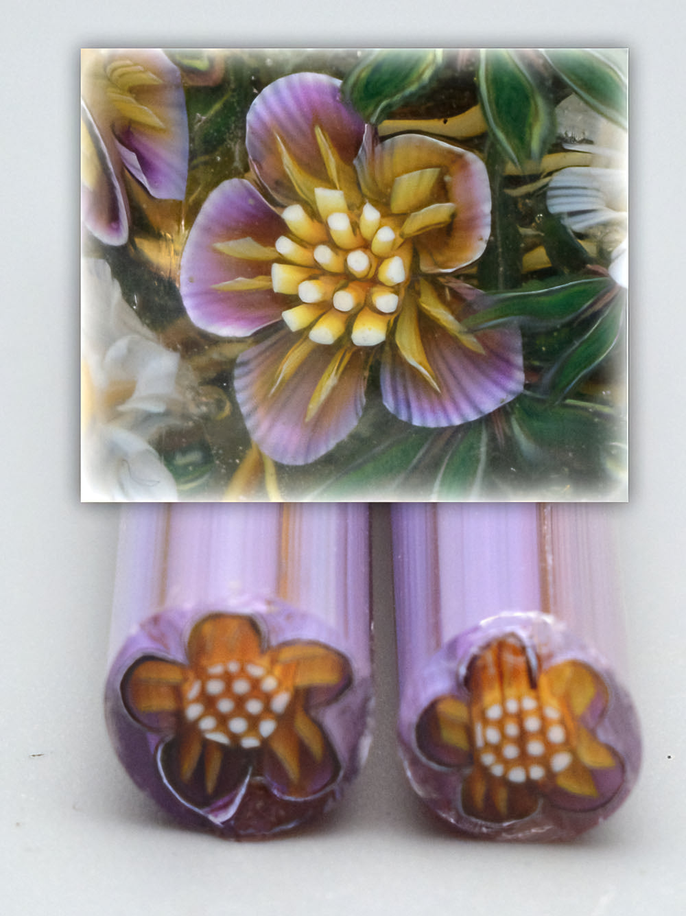 Murini flowers. Sticks 5 cm long. Materials for lampwork. Glass COE104