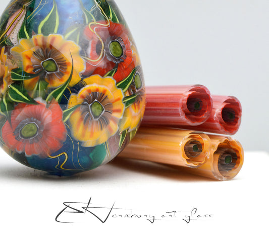 Murini flowers. Sticks 5 cm long. Materials for lampwork. Glass COE104