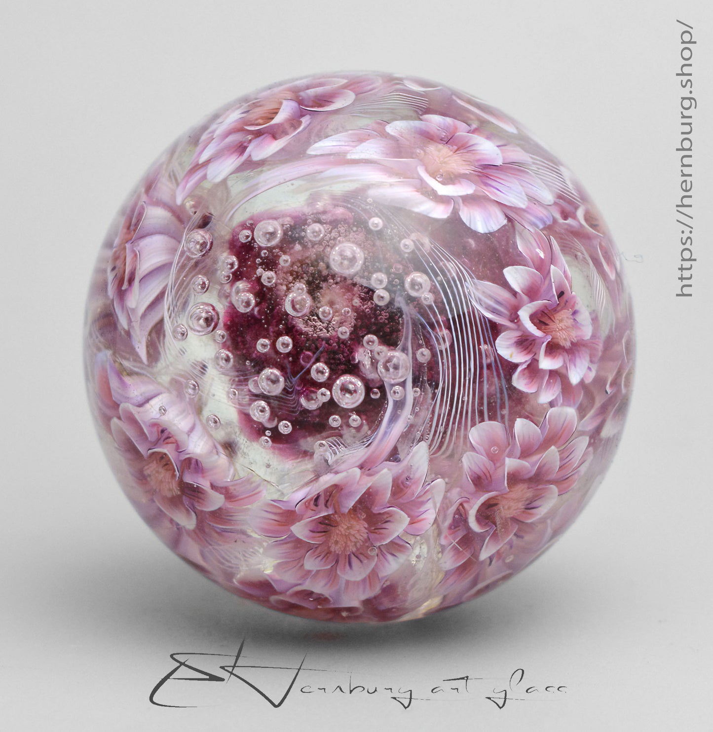 Marble. Collectible Sphere “Bloomspell II” Glass. . Diameter — 44 mm (1.73”)