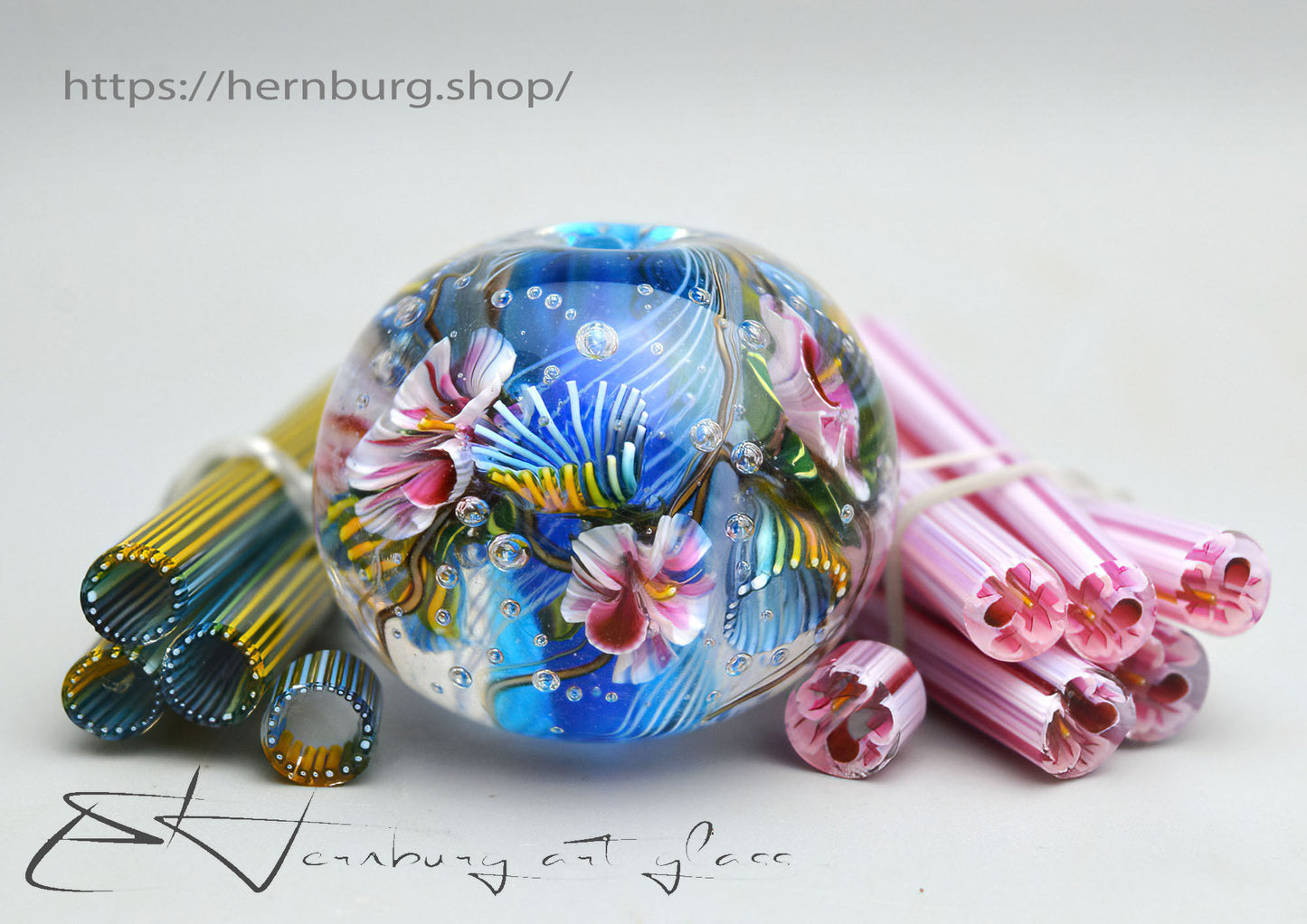 Murini flowers. Sticks 5 cm long. Materials for lampwork. Glass COE104
