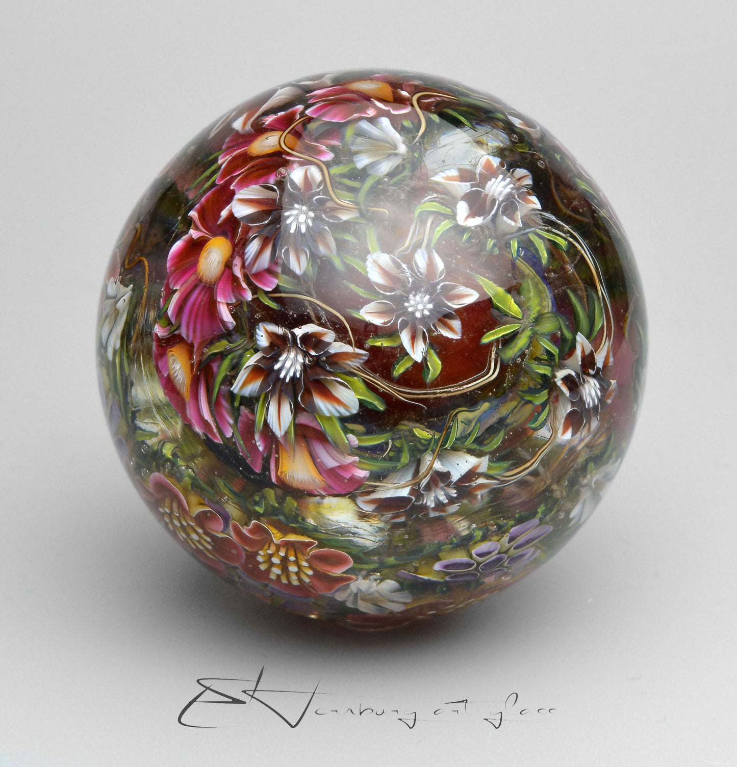 Marble. Glass. Diameter 2.13 inch