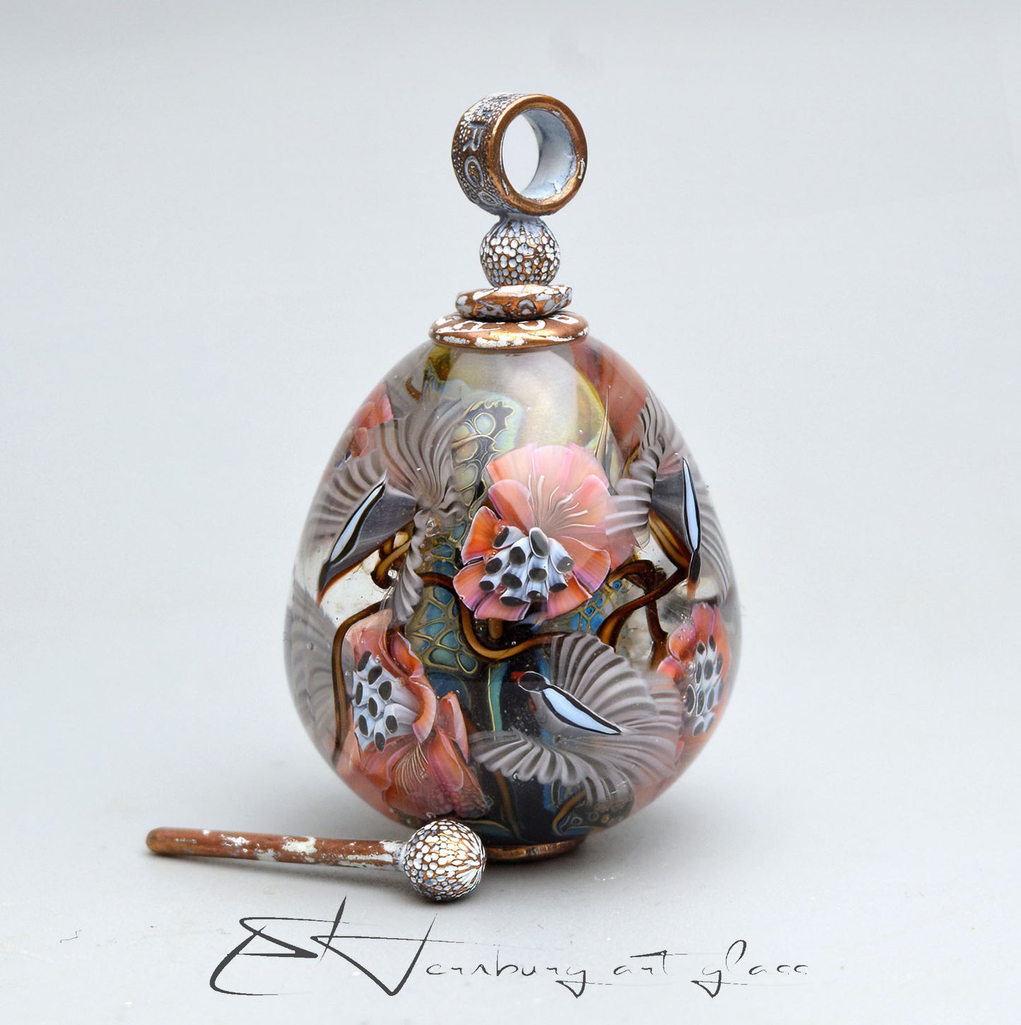 Pendant “Celestial Birds”. Lampwork glass pendant.