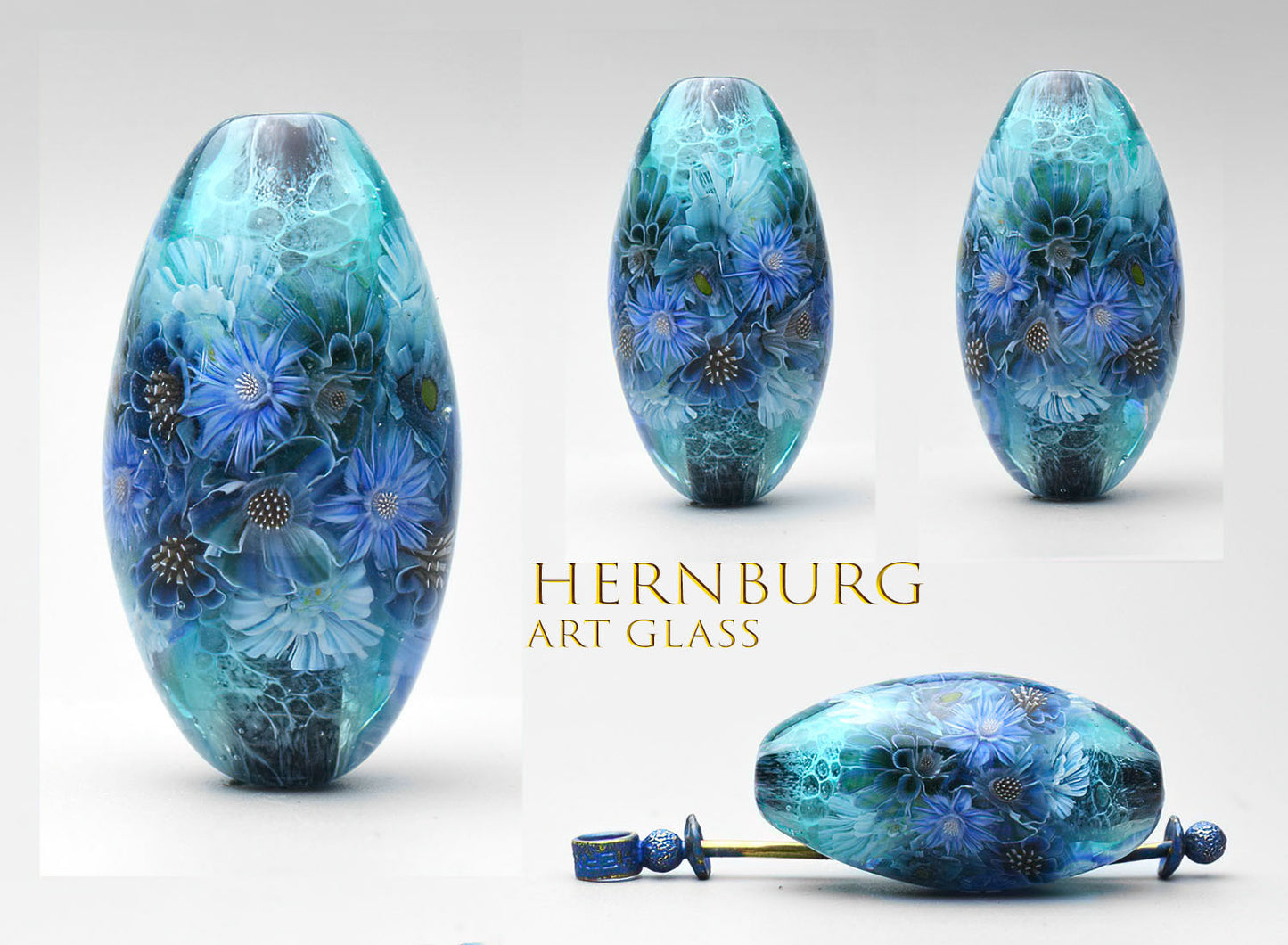 Pendant. Lampwork glass pendant. “Living Lace: Turquoise”