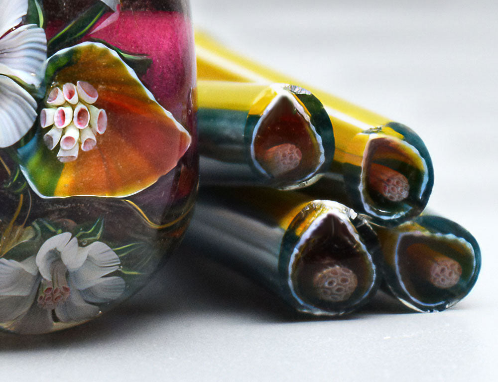 Murini flowers. Sticks 5 cm long. Materials for lampwork. Glass COE104