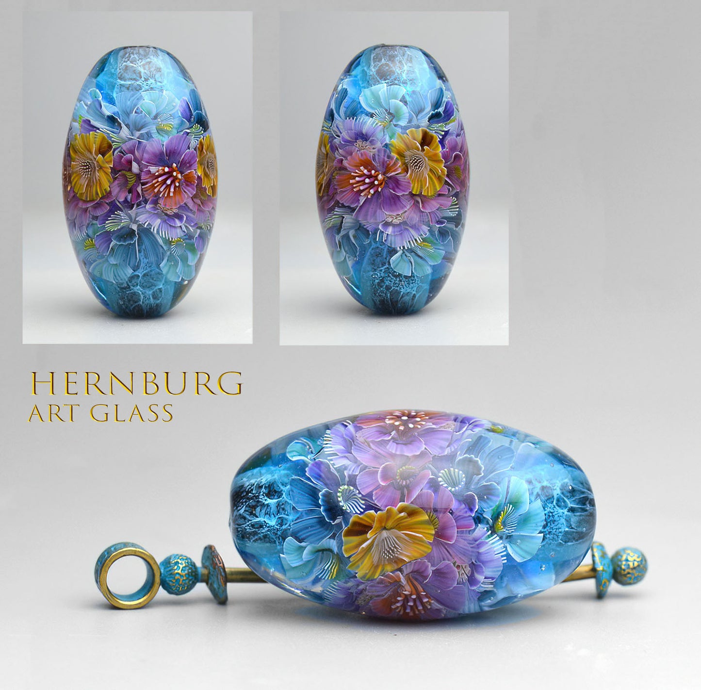 Pendant. Lampwork glass pendant. “Living Lace: Maiolica”