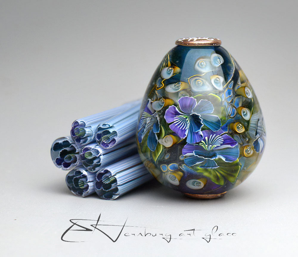 Murini flowers. Sticks 5 cm long. Materials for lampwork. Glass COE104