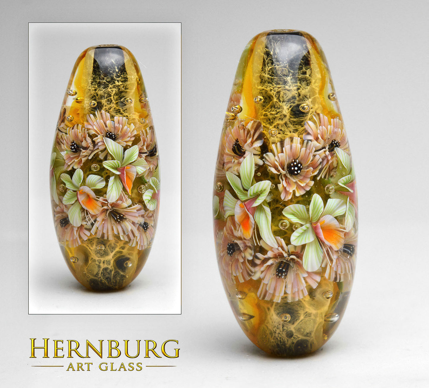 Pendant. Lampwork glass pendant. “Living Lace: MILLEFLEUR”