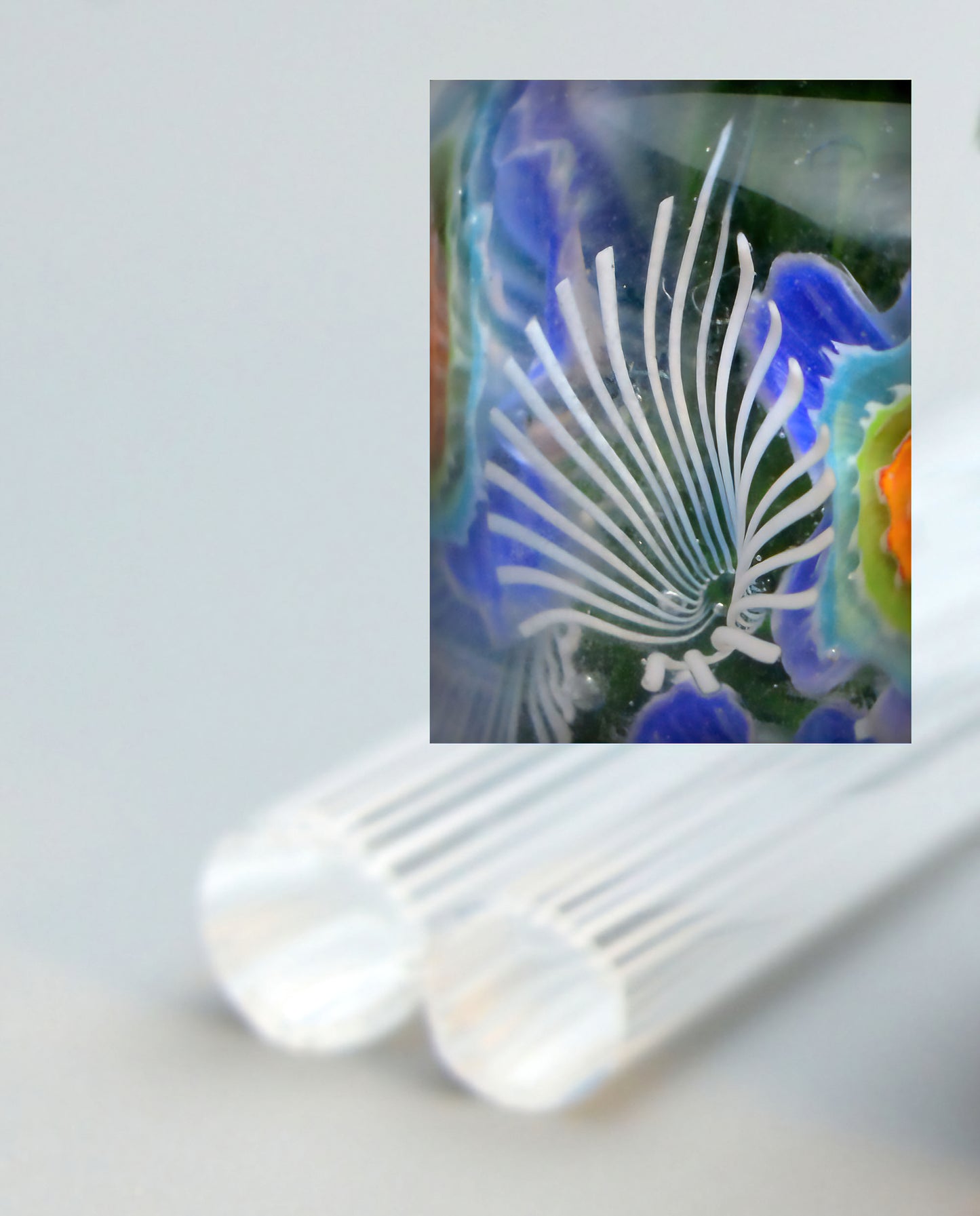 Murini. “Rainbow Core” & “White Feather” Sticks 5 cm long. Materials for lampwork. Glass COE104