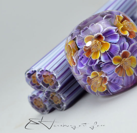 Murini flowers. Sticks 5 cm long. Materials for lampwork. Glass COE104