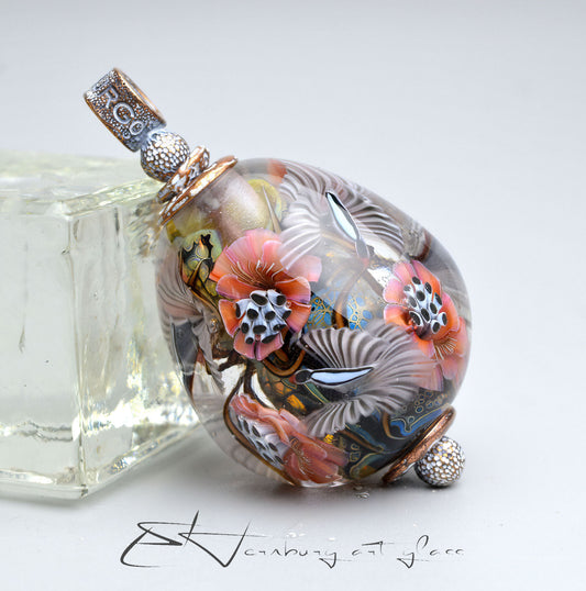 Pendant “Celestial Birds”. Lampwork glass pendant.