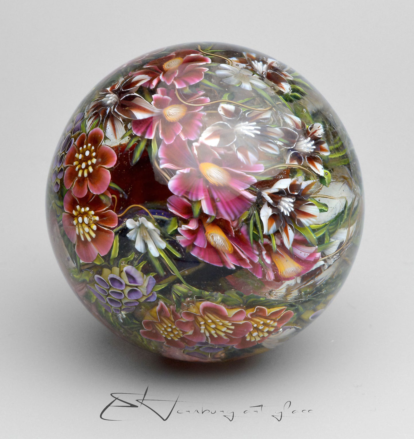 Marble. Glass. Diameter 2.13 inch